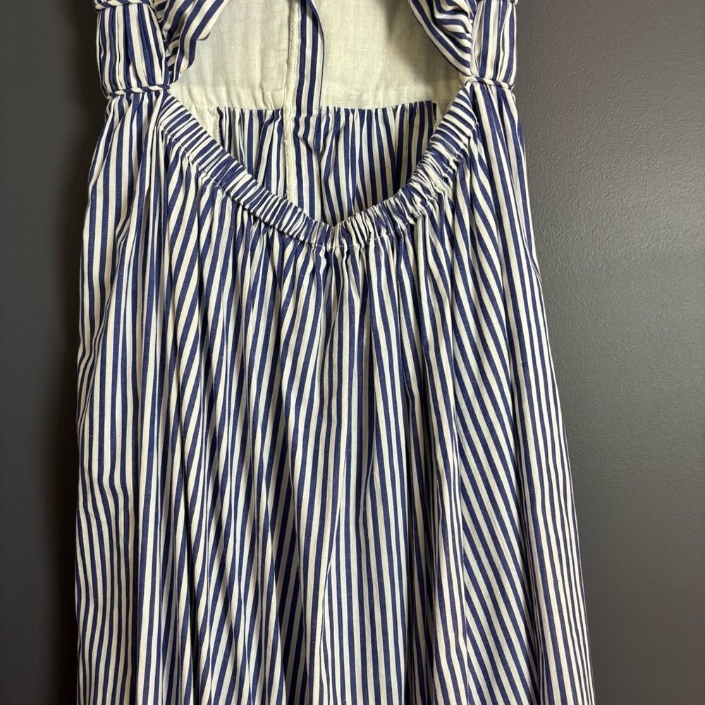 O. P. T. Stella Blue & White Striped Tiered Ruffle Midi Maxi Dress Size Medium - Picture 5 of 16